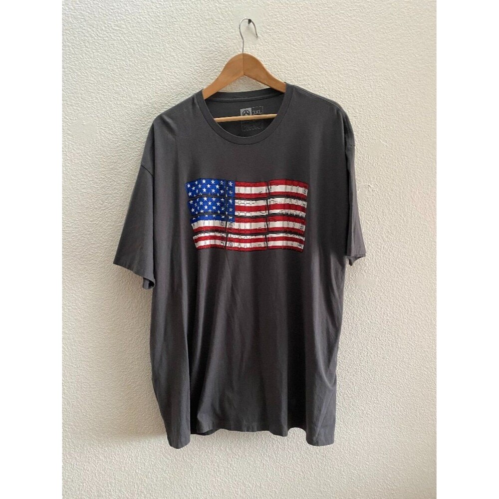 MAGPUL Guns Firearms USA Flag 2A Short Sleeve Gray T-Shirt Men's 3XL